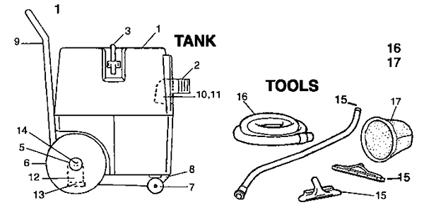 Parts List Complete for CRUSADER 5-105 wet vac Parts List Complete for CRUSADER 5-105 wet vac